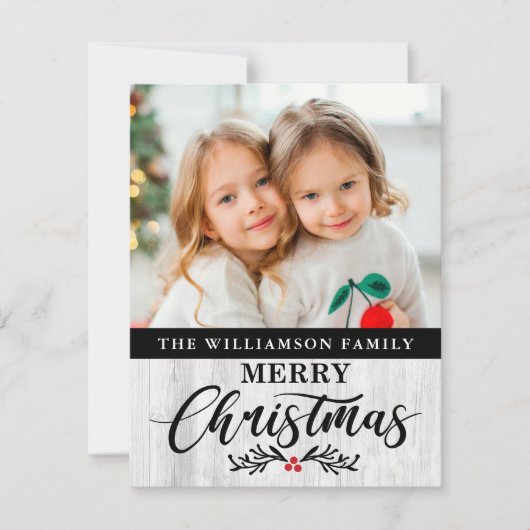 Carte de Noël Rustique moderne en bois (Devant)