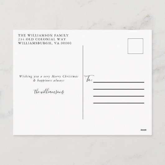 Carte de Noël Rustique moderne en bois (Dos)