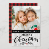 Carte de Noël Rustique moderne en bois (Devant / Derrière)