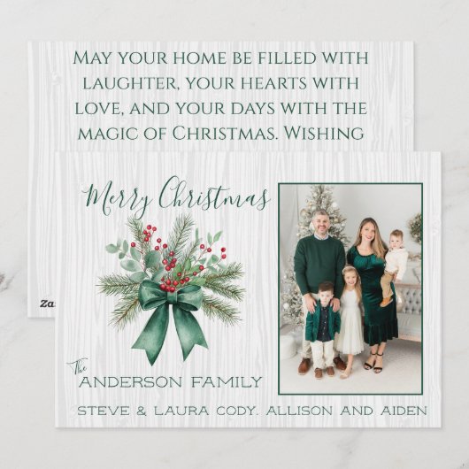 Carte de Noël rustique personnalisable (Devant / Derrière)