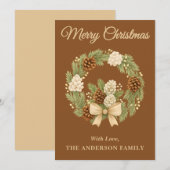 Carte de Noël Rustique Pine Green Vacances Wreath (Devant / Derrière)
