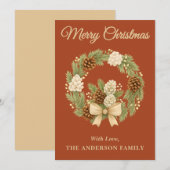Carte de Noël Rustique Pine Green Vacances Wreath (Devant / Derrière)