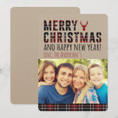 Carte de Noël Rustique Plaid (Devant / Derrière)