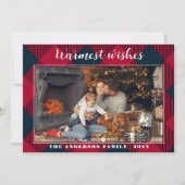 Carte de Noël rustique, plaid rouge (Devant)