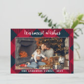 Carte de Noël rustique, plaid rouge (Debout devant)