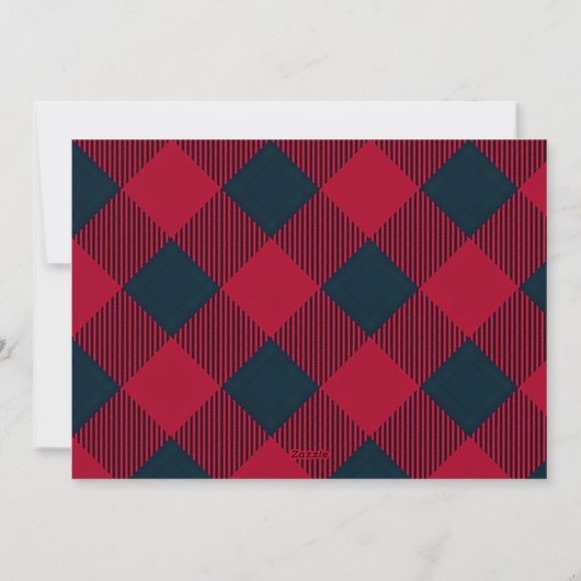 Carte de Noël rustique, plaid rouge (Dos)
