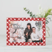 Carte de Noël Rustique Rouge à Carreaux (Debout devant)