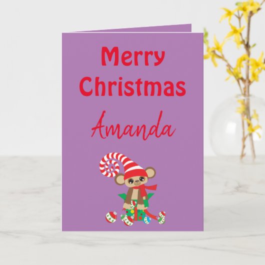 Carte de Noël Safari Monkey (Fleur jaune)