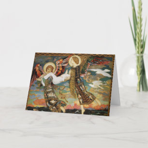 Carte de Noël : Sainte Mariée portée par les Anges