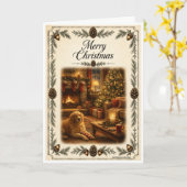 Carte de Noël - Salutation Chien (Fleur jaune)