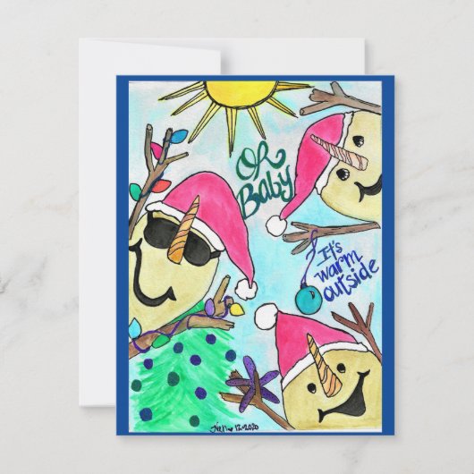 Carte de Noël Sandymen Bébé Il fait chaud dehors (Devant)