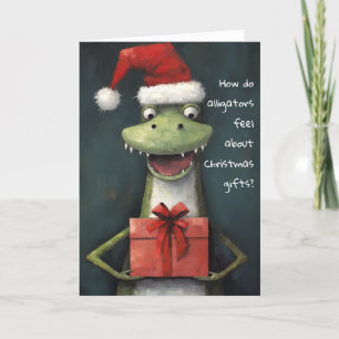 Carte de Noël Santa Alligator Étourdi