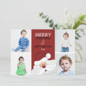 Carte de Noël Santa Claus 4-Photo 5x7 (Debout devant)