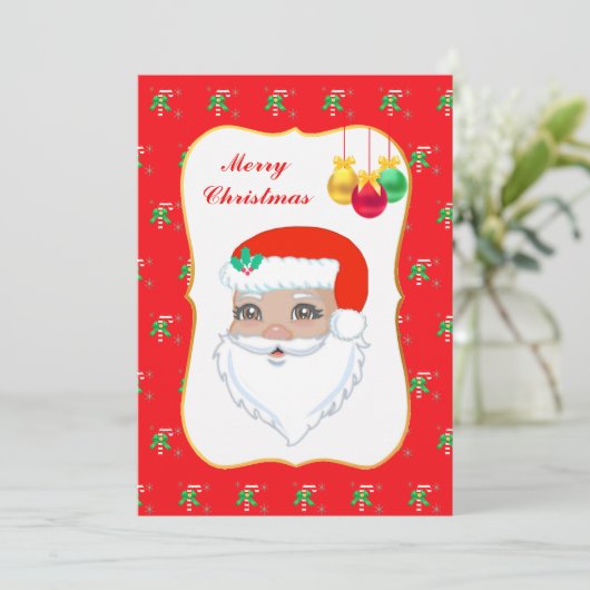 Carte de Noël Santa Claus Flat Holiday (Debout devant)