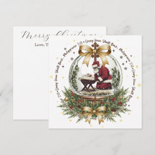 Carte de Noël Santa & Crèche avec Écriture