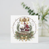 Carte de Noël Santa & Crèche avec Écriture (Debout devant)