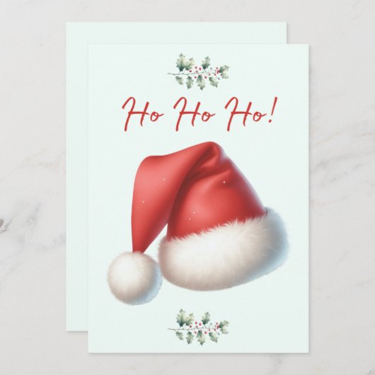 Carte de Noël Santa Hat Ho Ho Ho (Devant / Derrière)