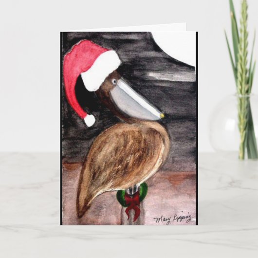 Carte de Noël Santa Pélican (Devant)