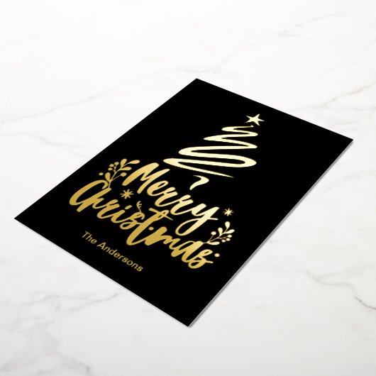 Carte de Noël sapin de Noël feuille d'or (Rotation)