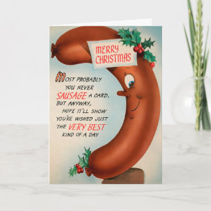 Carte de Noël saucisse vintage