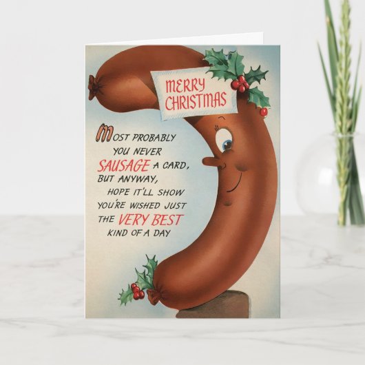 Carte de Noël saucisse vintage (Devant)