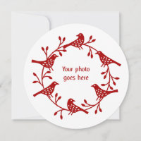 Carte de Noël Scandi photo moderne Bird Wreath