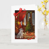 Carte de Noël Schnauzer (Fleur jaune)