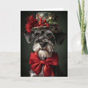 Carte de Noël Schnauzer Élégant chien victorien