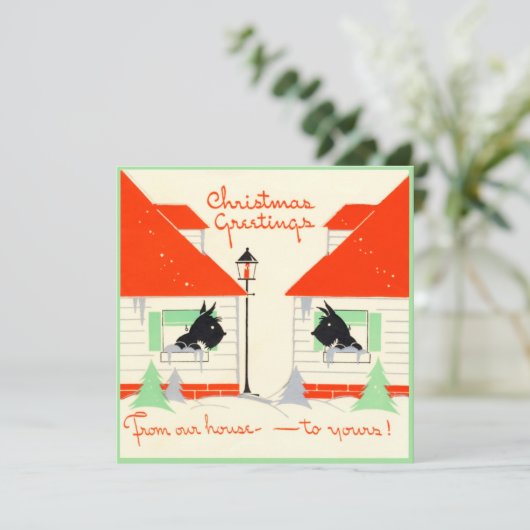 Carte de Noël Scottie Chien vintage (Debout devant)