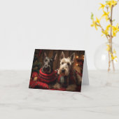 Carte de Noël Scottish Terriers (Fleur jaune)