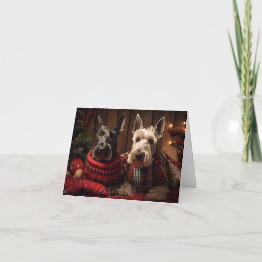 Carte de Noël Scottish Terriers (Devant)