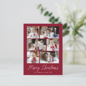 Carte de Noël Script Cranberry 6 Photos Collage (Debout devant)