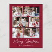 Carte de Noël Script Cranberry 6 Photos Collage (Devant)