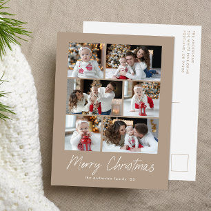 Carte de Noël Script Taupe 6 Photos en Collage