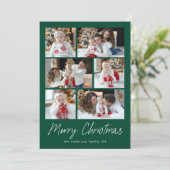 Carte de Noël Script Vert 6 Collage de Photos (Debout devant)