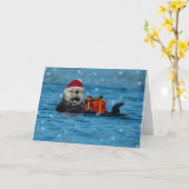 Carte de Noël Sea Otter (Fleur jaune)