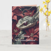 Carte de Noël Serpent et Poinsettia (Fleur jaune)
