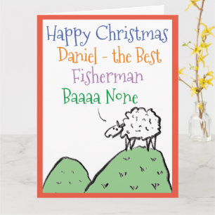 Carte de Noël Sheep Design Joyeux Noël à un Pêcheu