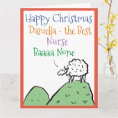 Carte de Noël Sheep Design Joyeux Noël à une infir (Fleur jaune)