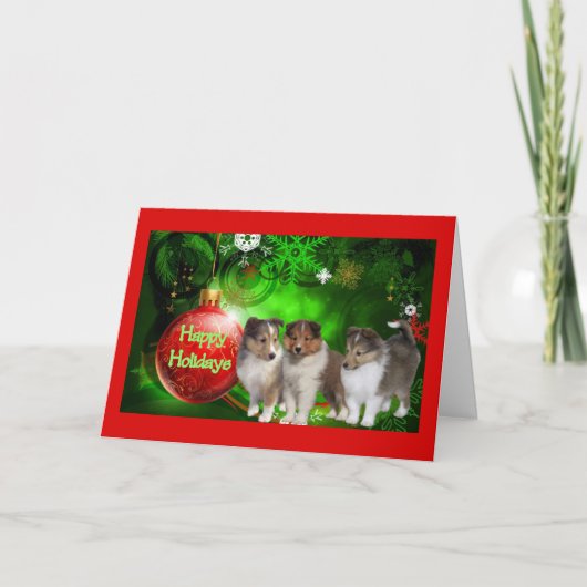 Carte de Noël Sheltie Joyeux bal des fêtes (Devant)