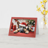 Carte de Noël Shepherd Pup (Fleur jaune)