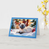 Carte de Noël Siamese Kitten (Fleur jaune)