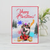 Carte de Noël Sibérienne Husky personnalisable (Debout devant)