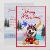 Carte de Noël Sibérienne Husky personnalisable (Devant / Derrière)