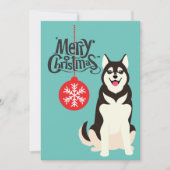Carte de Noël Sibérienne Husky Retro Aqua (Devant)