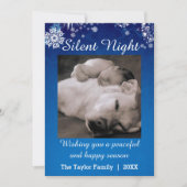 Carte de Noël Silence Night Blue Snow (Devant)