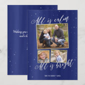 Carte de Noël Silence Night Photo, Marine Blue Gol (Devant / Derrière)