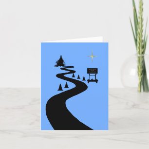Carte de Noël silhouette de construction de route