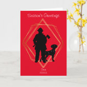 Carte de Noël Silhouette Fireman et Dalmatie (Fleur jaune)