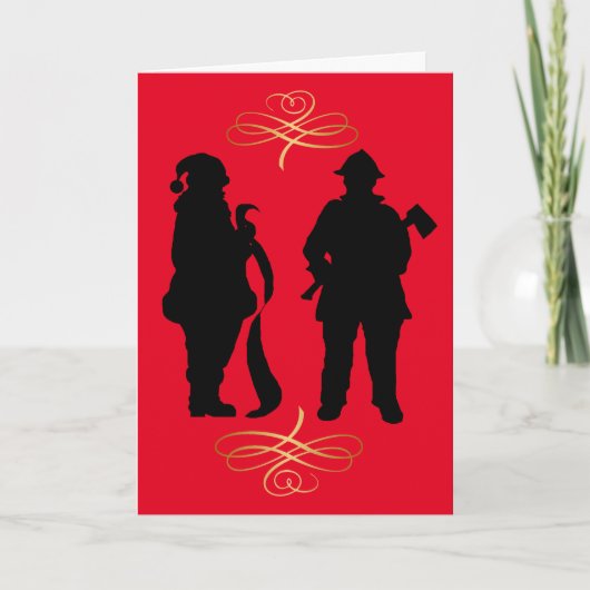 Carte de Noël Silhouettes Firemer & Père Noël (Devant)